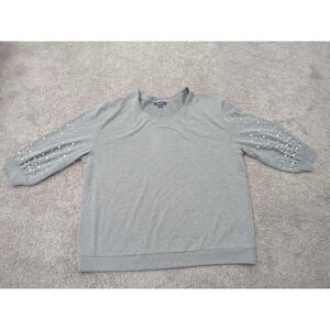 Roaman's Sweatshirt Womens 22/24 PLUS Gray Long Sleeve Beads Embellished Classic